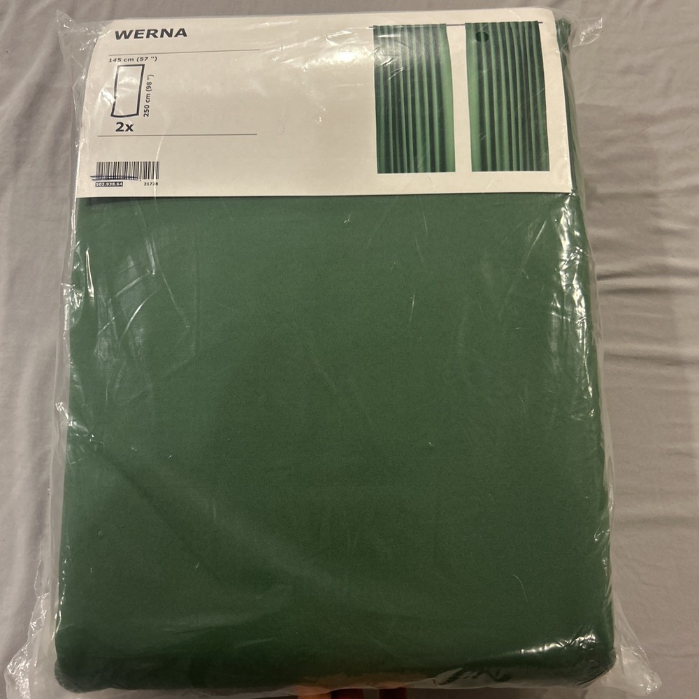 IKEA Werna, Dark Green Blackout Curtains, 1 Pair (57x98 ") NEW Discontinued